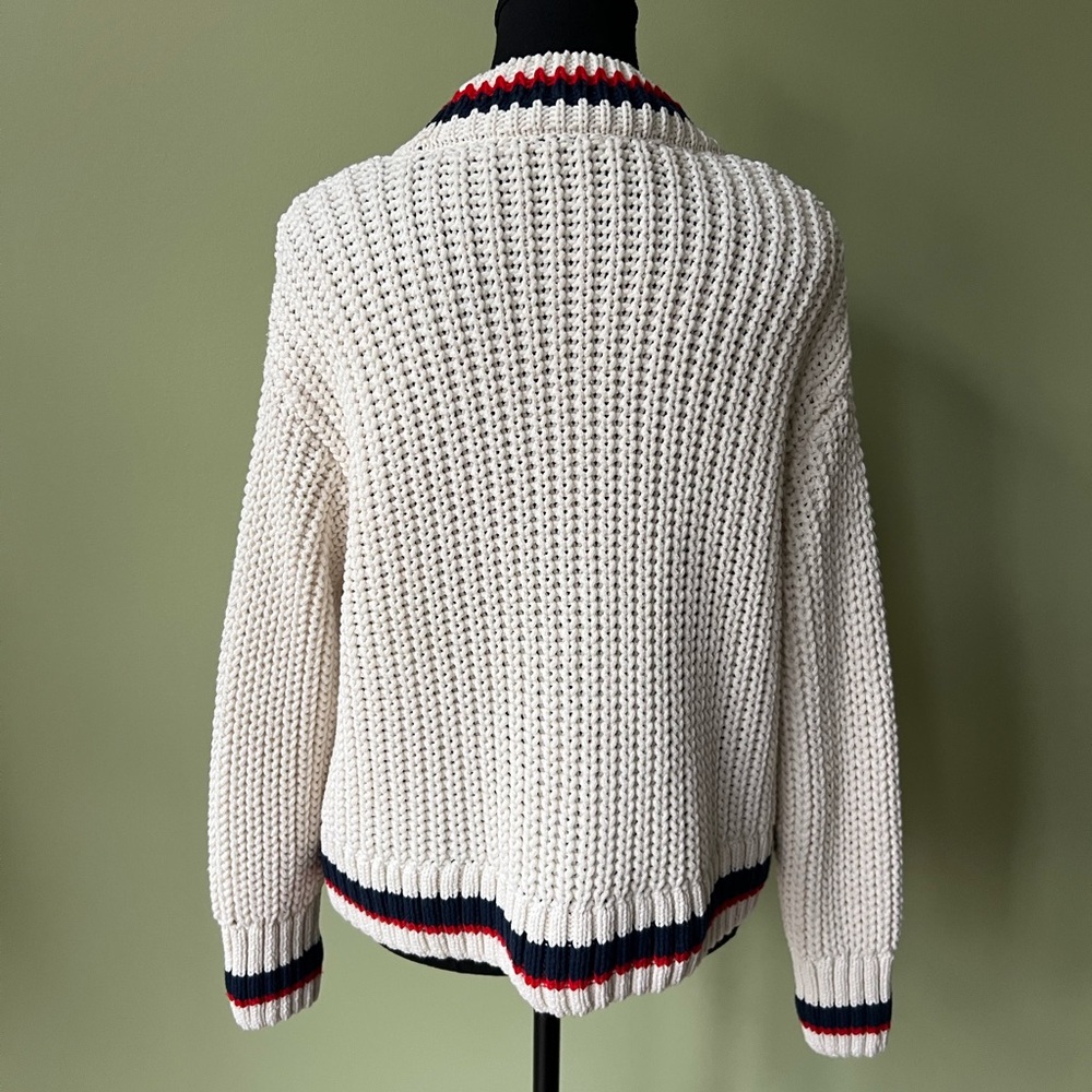 🔥 FINAL SALE $35 Zara Varsity Collegiate Chunky Loop Knit Cream Cardigan Sweater - Picture 5 of 15